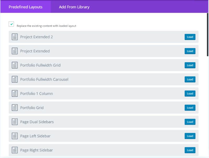 Predefined Layouts