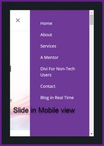 Slide in menu on mobile view